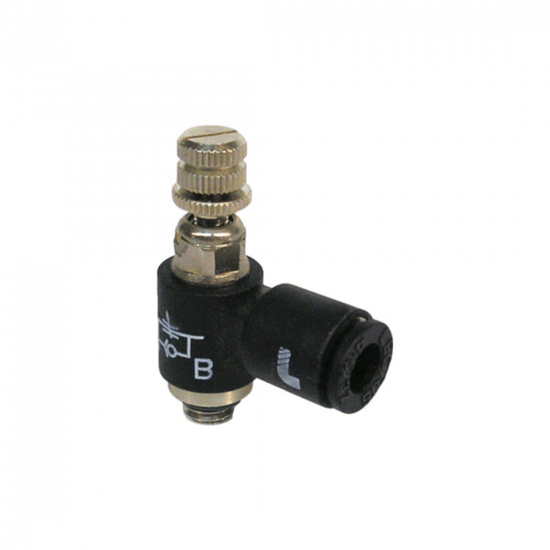 Regulador de caudal banjo RVI M5 c/reg en alim diam 4mm