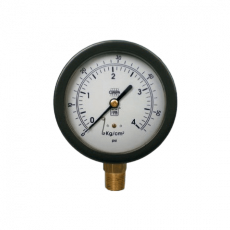 Manómetro MM4P-38 - Diam 100mm - C/inf 1/2" NPT - 0/5 kg/cm2