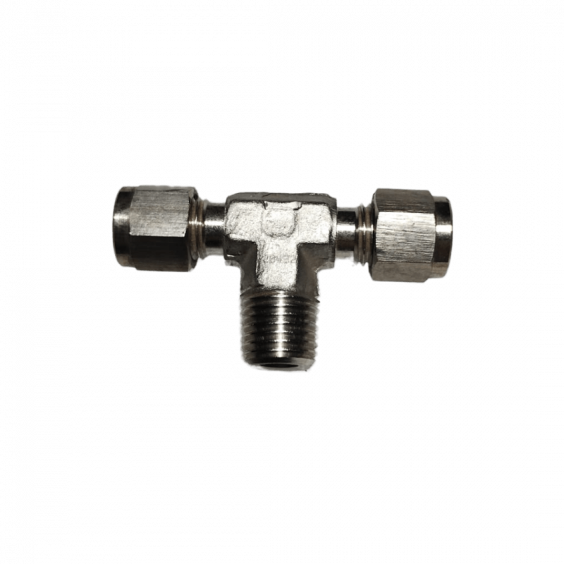 Conector T Hermseal - 2 tubos 1/2" - R 1/4" NPT - Ac inox - Molib-Pro