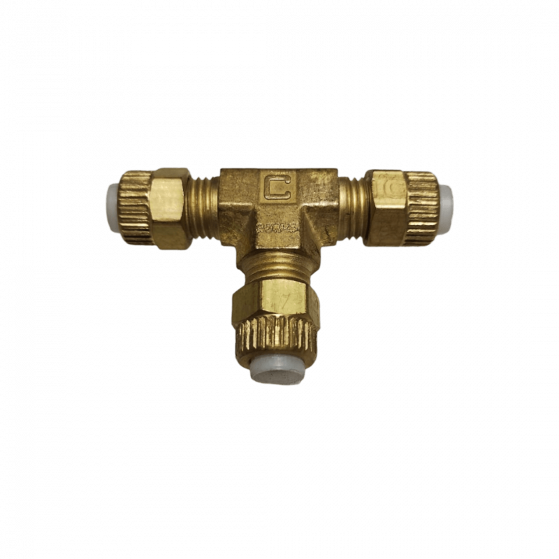 Conector T Poliseal - 3 tubos 3/8" - Bronce