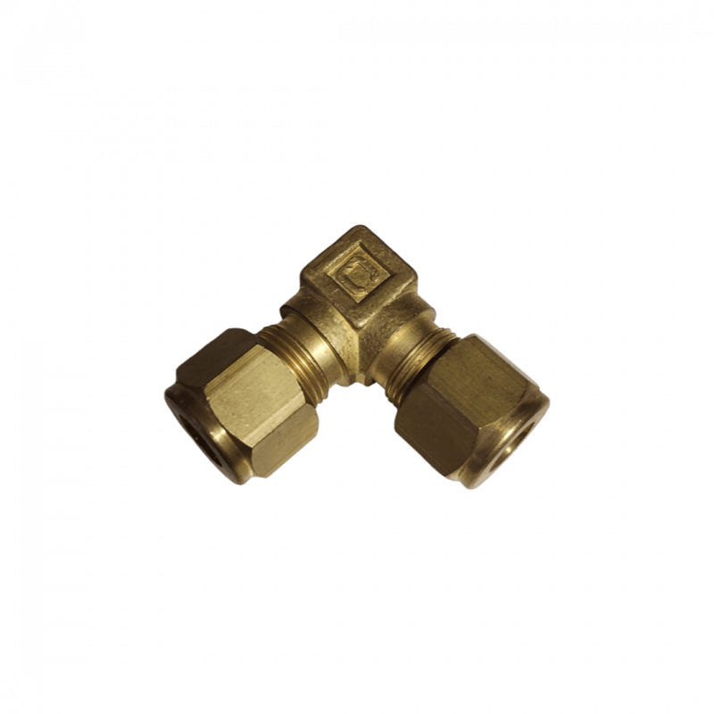 Conector codo Safelock - 2 tubos 3/8" OD - Bronce