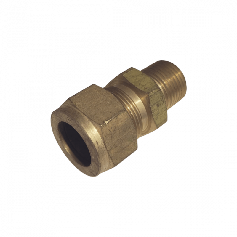 Conector recto Safelock - T 1/2" OD - 1/2" BSPT - Bronce