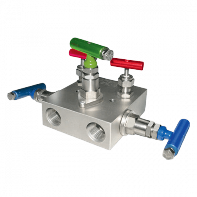 Manifold de 5 válvulas - Acero inox - Emp PTFE - 1/2" NPT