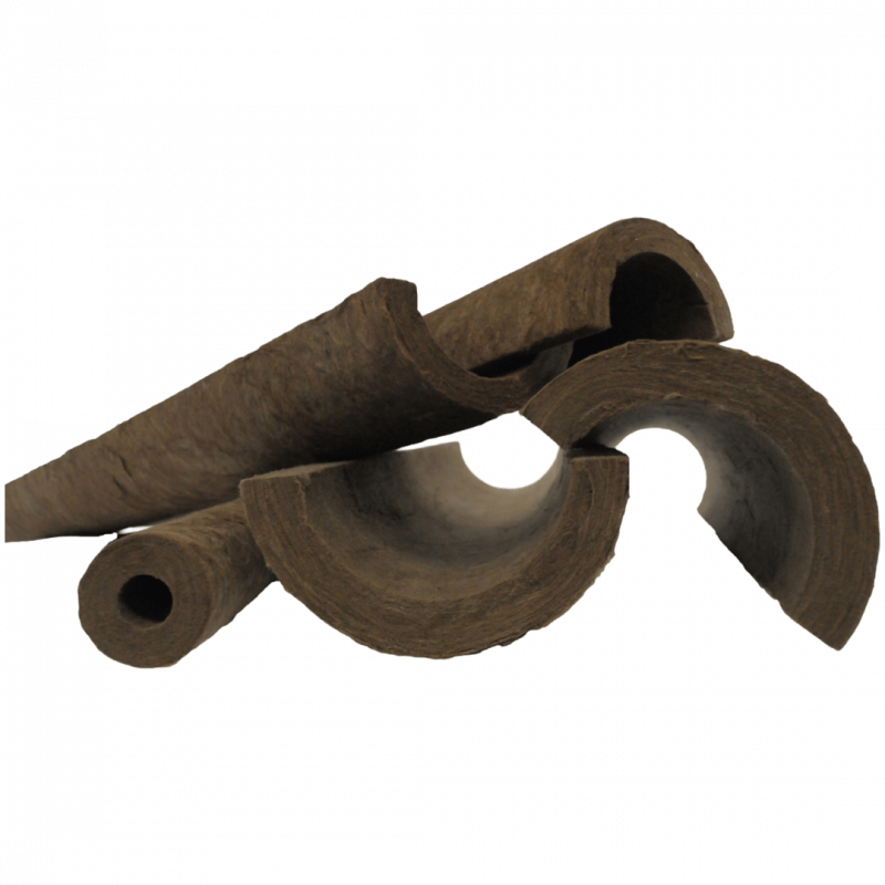 Tubos de lana mineral - Diam 1 1/4" - Dens 120/160kg/m3 - Esp 1 1/2"