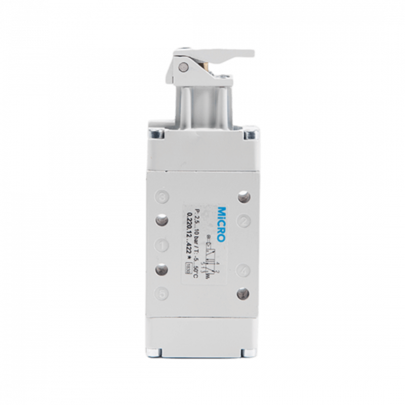 Válvula 5/2 SB1 SERVO 1/4" pulsador metálico